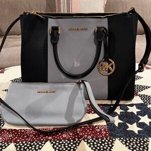 Michael Kors Elegant Black and Gray Satchel Set